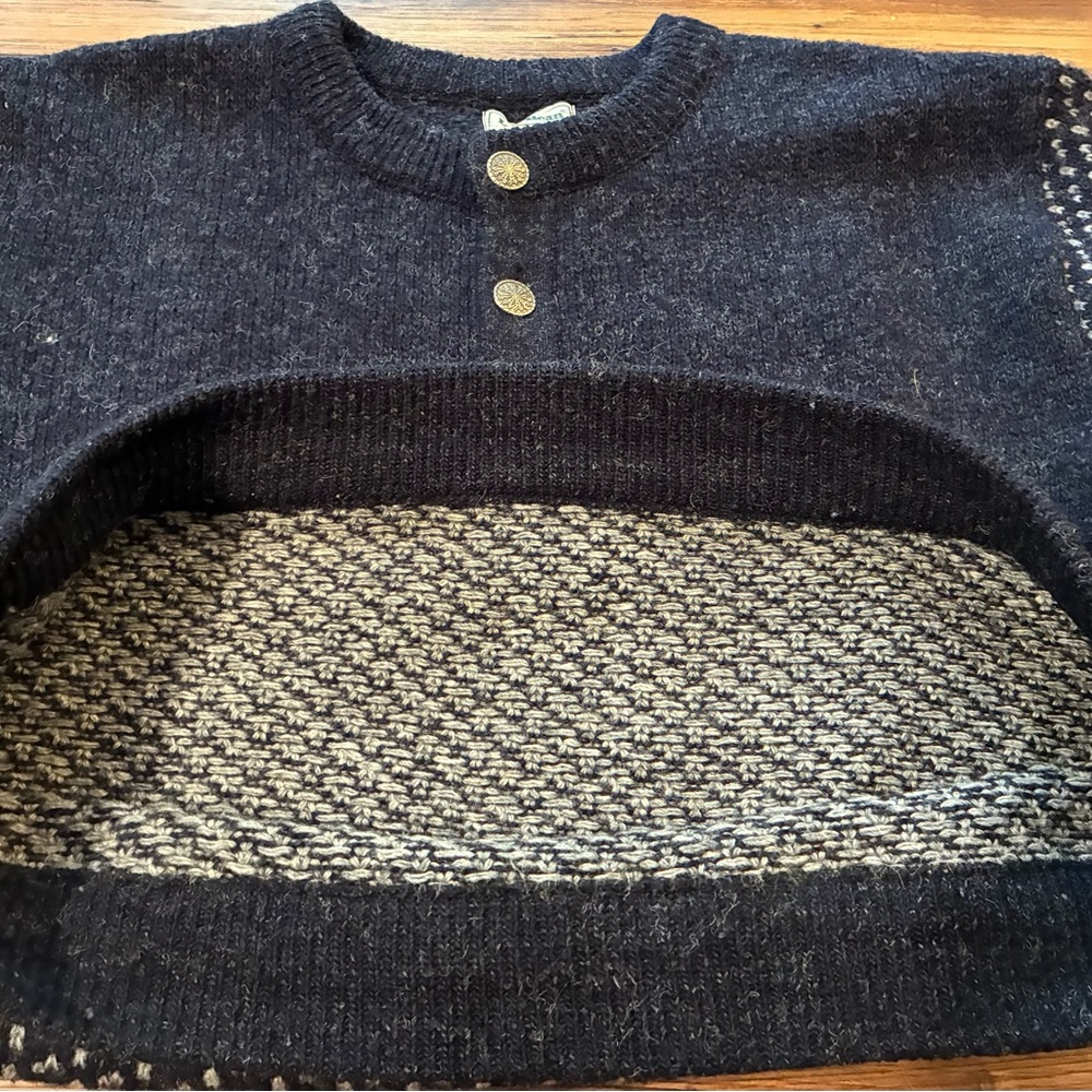 Vintage L.L.Bean Norway Wool Birdseye Nordic Fisherman Jumper Men’s Tall L - Picture 13 of 14